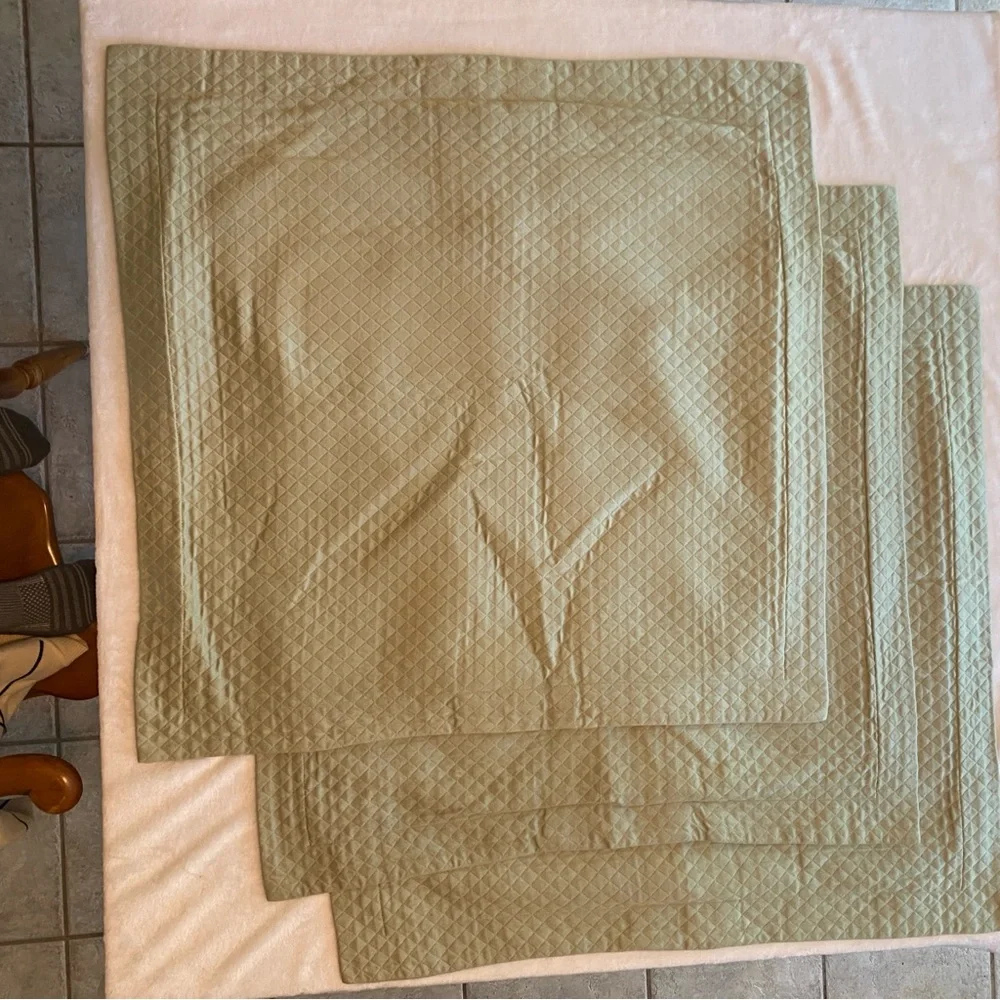 Set of 3 Restoration Hardware Green Shams